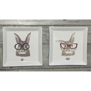 Grace's Teaware, Whimsical Bunny His & Hers Trinket /‎ Serving Small Plates